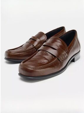NWT Zara Brown Leather Loafers size 9/40